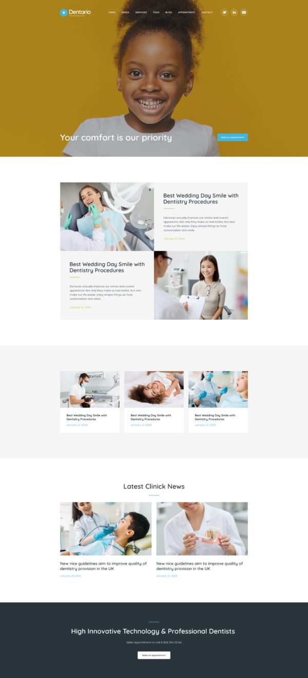 Dentario - Diş Hekimi Tıbbi Elementor Şablon Kiti Dentario - Diş Hekimi Tıbbi Elementor Şablon Kiti