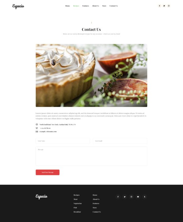 Especio - Food Blog Elementor Şablon Kiti Especio - Food Blog Elementor Şablon Kiti