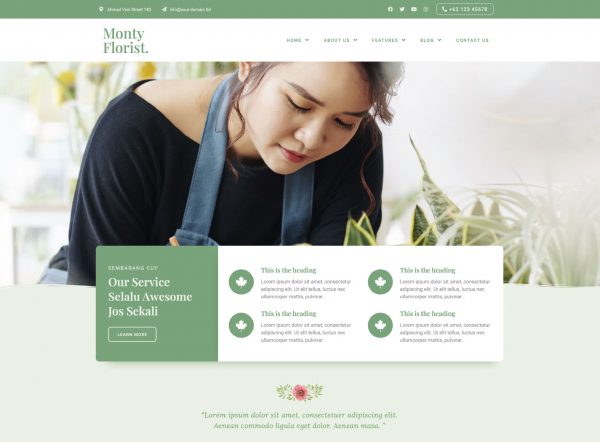 Monty - Çiçekçi Çiçek Butik Dekorasyon Elementor