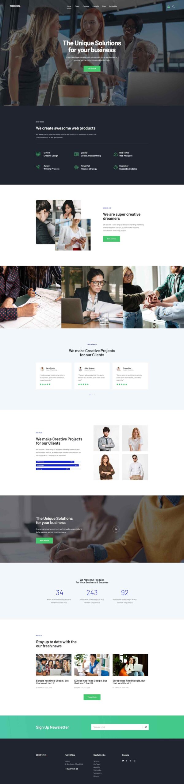 Rhodos - Business Portfolio Elementor Blocks Templat