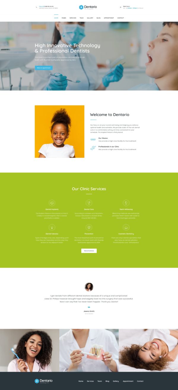 Dentario - Diş Hekimi Tıbbi Elementor Şablon Kiti Dentario - Diş Hekimi Tıbbi Elementor Şablon Kiti