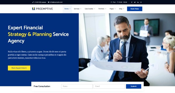 Preemptive - Business Finance Elementor Şablon Kiti