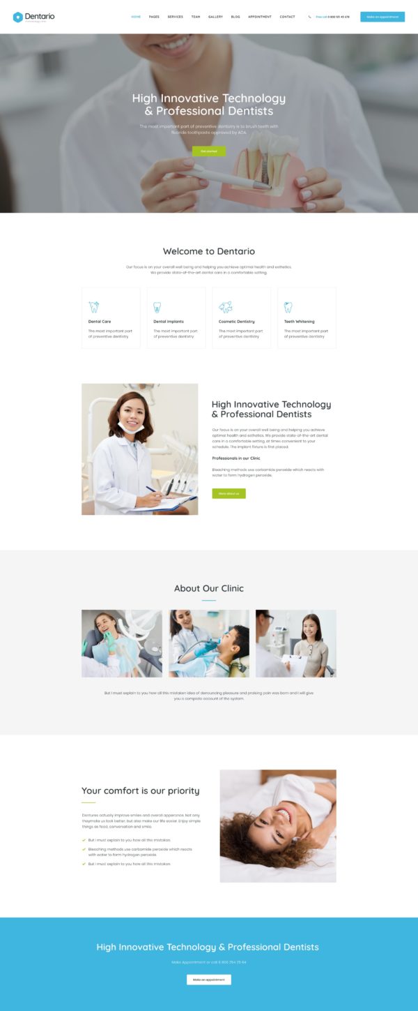 Dentario - Diş Hekimi Tıbbi Elementor Şablon Kiti Dentario - Diş Hekimi Tıbbi Elementor Şablon Kiti