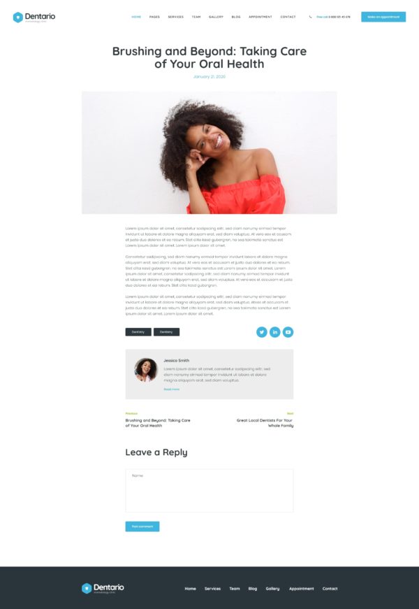 Dentario - Diş Hekimi Tıbbi Elementor Şablon Kiti Dentario - Diş Hekimi Tıbbi Elementor Şablon Kiti