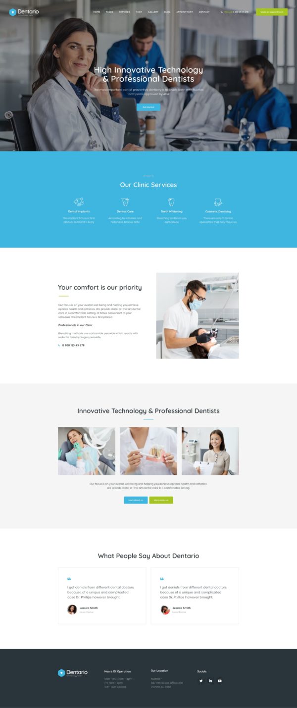 Dentario - Diş Hekimi Tıbbi Elementor Şablon Kiti Dentario - Diş Hekimi Tıbbi Elementor Şablon Kiti